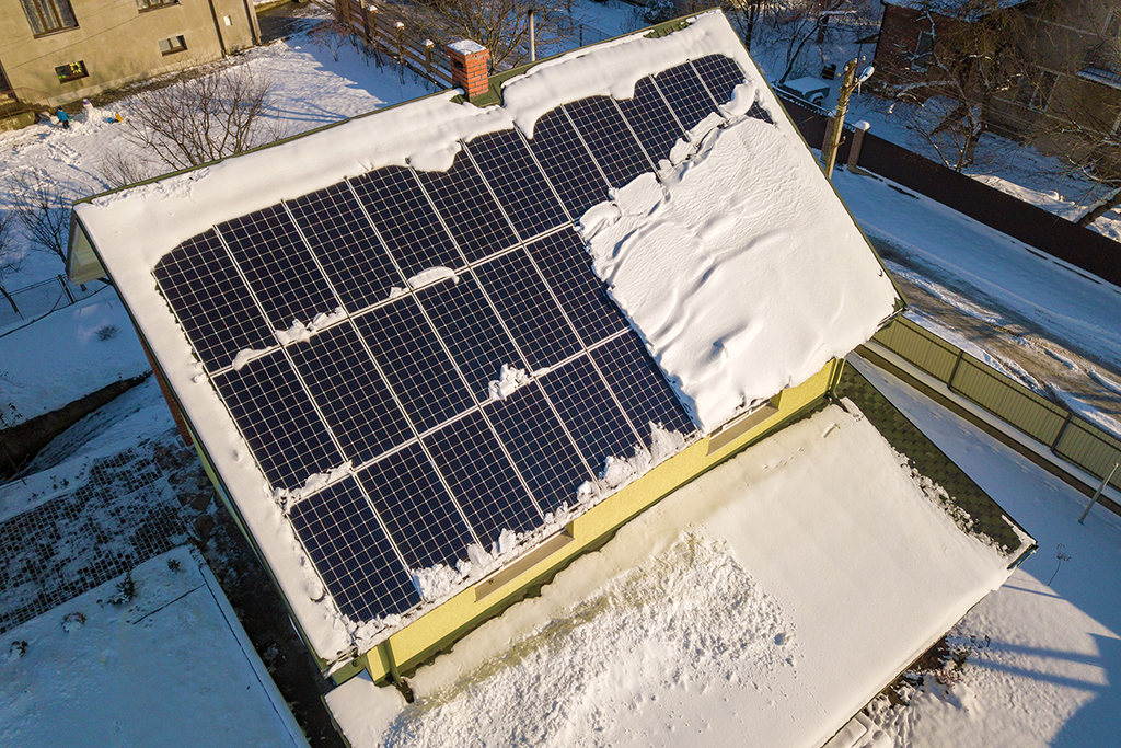 Solar panels working in Canadian winter